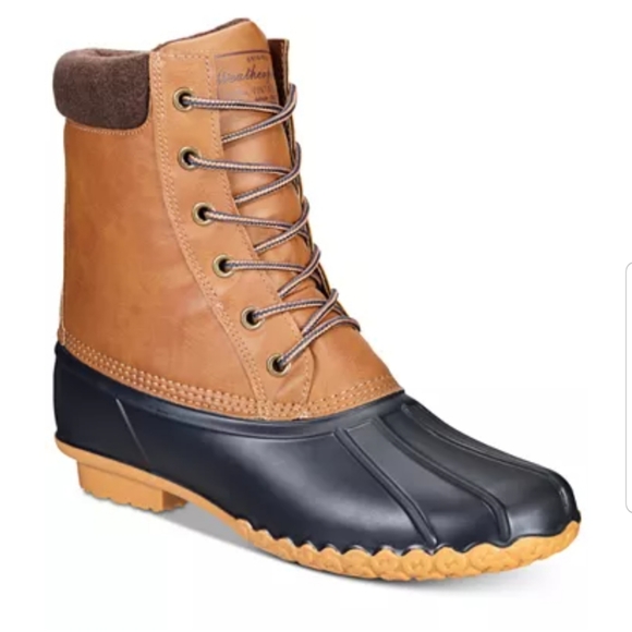 Weatherproof Adam Duck Boots Tan Navy 11M - Picture 4 of 16